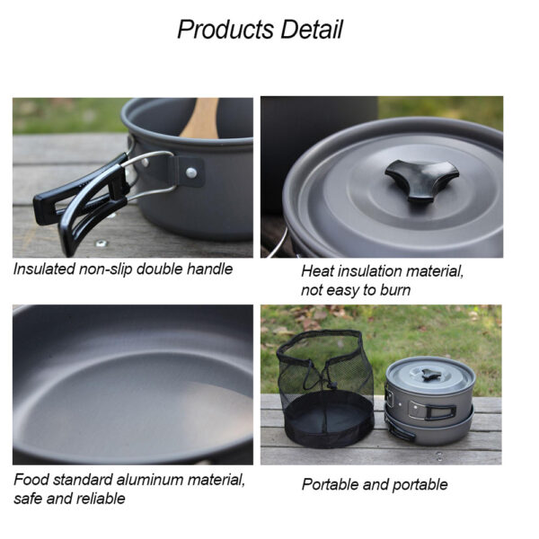 Outdoor Camping Hiking Cookware Tableware Cookware Lightweight Folding Picnic Cooking Hiking Picnic BBQ Tableware Equipment - Image 4